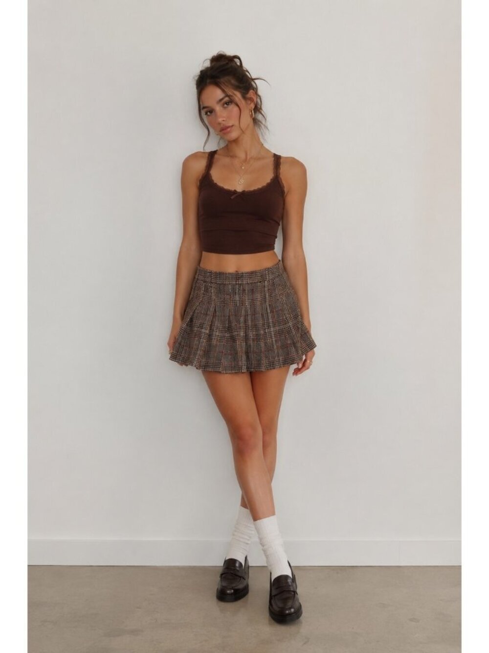 Pleated Flannel Mini Skirt Plaid Academia School Blokecore Built In Shorts XL